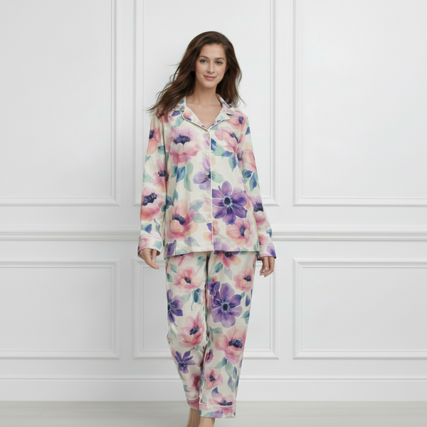 🌺 Women Floral Printed Spandex Top & Pant – 2-Piece Co-Ord Set 🌺
