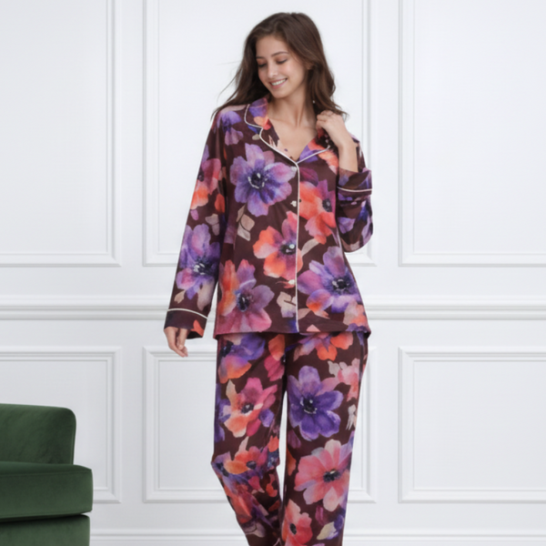 🌺 Women Floral Printed Spandex Top & Pant – 2-Piece Co-Ord Set 🌺