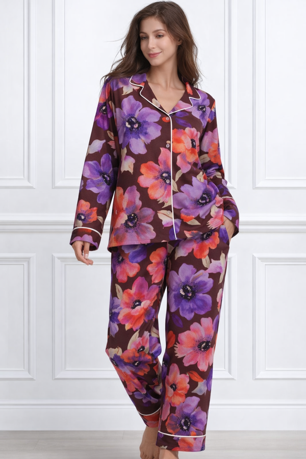 🌺 Women Floral Printed Spandex Top & Pant – 2-Piece Co-Ord Set 🌺