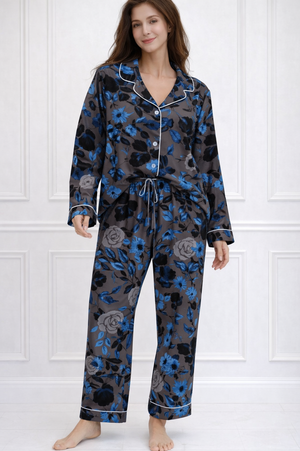🌺 Women Floral Printed Spandex Top & Pant – 2-Piece Co-Ord Set 🌺