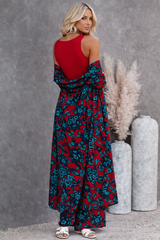 🌸 Women Floral Printed Spandex Shrug, Top & Pant – 3-Piece Co-Ord Set 🌸