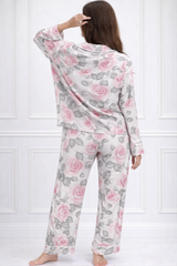 🌺 Women Floral Printed Spandex Top & Pant – 2-Piece Co-Ord Set 🌺