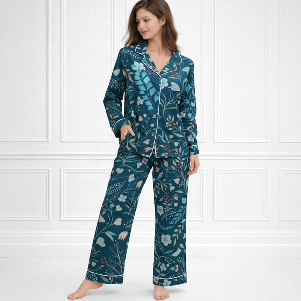 🌺 Women Floral Printed Spandex Top & Pant – 2-Piece Co-Ord Set 🌺