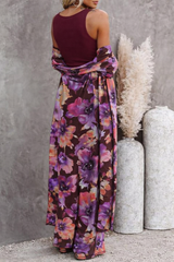 🌸 Women Floral Printed Spandex Shrug, Top & Pant – 3-Piece Co-Ord Set 🌸