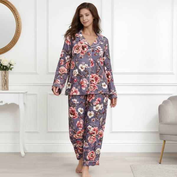 🌺 Women Floral Printed Spandex Top & Pant – 2-Piece Co-Ord Set 🌺