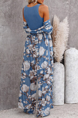 🌸 Women Floral Printed Spandex Shrug, Top & Pant – 3-Piece Co-Ord Set 🌸