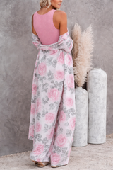 🌸 Women Floral Printed Spandex Shrug, Top & Pant – 3-Piece Co-Ord Set 🌸