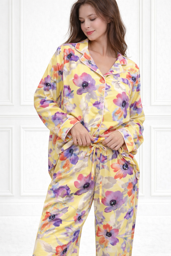 🌺 Women Floral Printed Spandex Top & Pant – 2-Piece Co-Ord Set 🌺