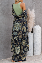🌸 Women Floral Printed Spandex Shrug, Top & Pant – 3-Piece Co-Ord Set 🌸