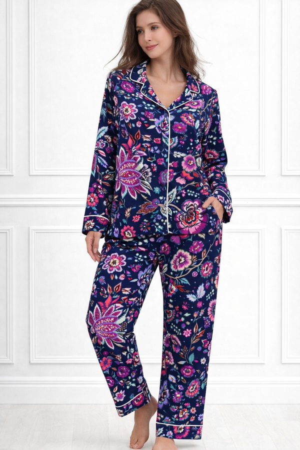 🌺 Women Floral Printed Spandex Top & Pant – 2-Piece Co-Ord Set 🌺
