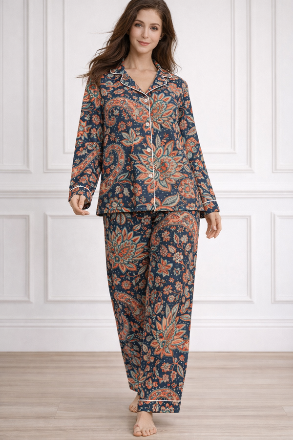 🌺 Women Floral Printed Spandex Top & Pant – 2-Piece Co-Ord Set 🌺
