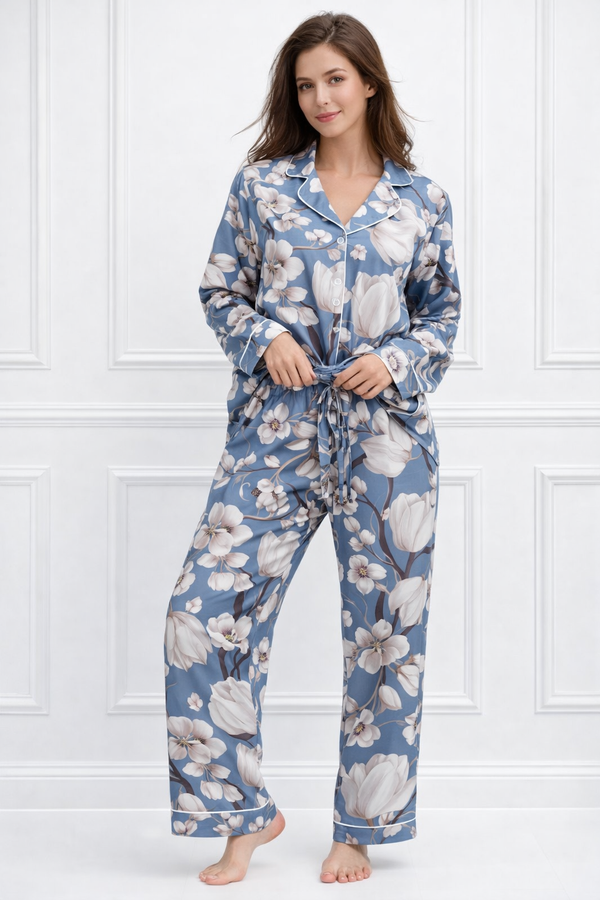 🌺 Women Floral Printed Spandex Top & Pant – 2-Piece Co-Ord Set 🌺