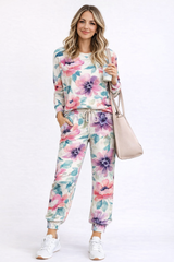 🌸 Women’s Floral Printed Spandex Top & Jogger Pant Co-Ord Set 🌸