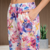 Floral Printed Kurti Pant Co-Ord Set for Women | Polyester Spandex Fabric | Comfortable & Stylish Ethnic Wear