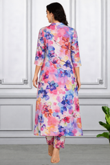 Floral Printed Kurti Pant Co-Ord Set for Women | Polyester Spandex Fabric | Comfortable & Stylish Ethnic Wear