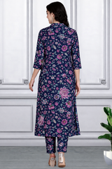 Floral Printed Kurti Pant Co-Ord Set for Women | Polyester Spandex Fabric | Comfortable & Stylish Ethnic Wear