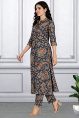 Floral Printed Kurti Pant Co-Ord Set for Women