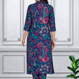 Floral Printed Kurti Pant Co-Ord Set for Women | Polyester Spandex Fabric | Comfortable & Stylish Ethnic Wear