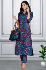 Floral Printed Kurti Pant Co-Ord Set for Women | Polyester Spandex Fabric | Comfortable & Stylish Ethnic Wear