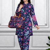 Floral Print Spandex Kurti Pant Co-Ord Set for Women | Stretchable & Comfortable Ethnic Wear