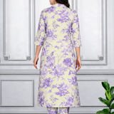 Floral Printed Kurti Pant Co-Ord Set for Women | Polyester Spandex Fabric | Comfortable & Stylish Ethnic Wear