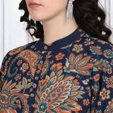 🌸 Floral Print Spandex Kurti Pant Co-Ord Set 🌸