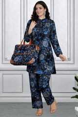 Floral Print Spandex Kurti Pant Co-Ord Set for Women | Stretchable & Comfortable Ethnic Wear