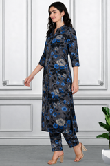 Floral Printed Kurti Pant Co-Ord Set for Women | Polyester Spandex Fabric | Comfortable & Stylish Ethnic Wear