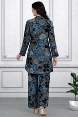 Floral Print Spandex Kurti Pant Co-Ord Set for Women | Stretchable & Comfortable Ethnic Wear