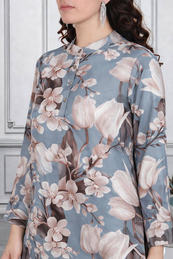 🌸 Floral Print Spandex Kurti Pant Co-Ord Set for Women | Stretchable &amp; Stylish Ethnic Wear 🌸