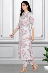 Floral Printed Kurti Pant Co-Ord Set for Women