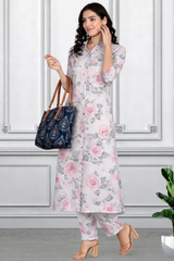 Floral Printed Kurti Pant Co-Ord Set for Women