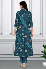 Floral Printed Kurti Pant Co-Ord Set for Women | Polyester Spandex Fabric | Comfortable & Stylish Ethnic Wear