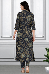 Floral Printed Kurti Pant Co-Ord Set for Women | Polyester Spandex Fabric | Comfortable & Stylish Ethnic Wear
