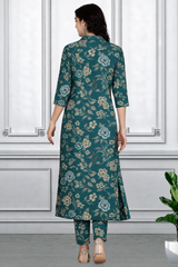 Floral Printed Kurti Pant Co-Ord Set for Women | Polyester Spandex Fabric | Comfortable & Stylish Ethnic Wear