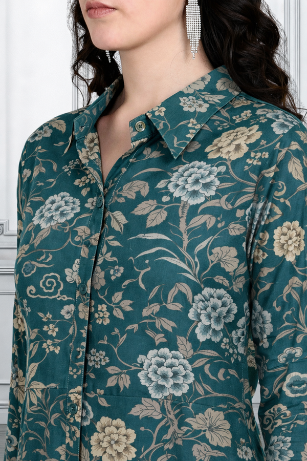 Floral Printed Kurti Pant Co-Ord Set for Women | Polyester Spandex Fabric | Comfortable & Stylish Ethnic Wear