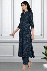 Floral Printed Kurti Pant Co-Ord Set for Women | Polyester Spandex Fabric | Comfortable & Stylish Ethnic Wear
