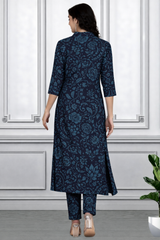 Floral Printed Kurti Pant Co-Ord Set for Women | Polyester Spandex Fabric | Comfortable & Stylish Ethnic Wear