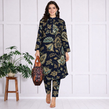 Floral Print Spandex Kurti Pant Co-Ord Set for Women | Stretchable & Stylish Ethnic Wear