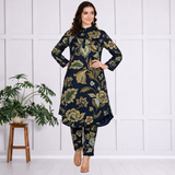 Floral Print Spandex Kurti Pant Co-Ord Set for Women | Stretchable & Stylish Ethnic Wear