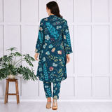 Floral Print Spandex Kurti Pant Co-Ord Set for Women | Stretchable & Comfortable Ethnic Wear