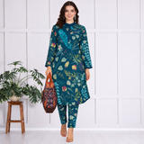 Floral Print Spandex Kurti Pant Co-Ord Set for Women | Stretchable & Comfortable Ethnic Wear