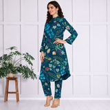 Floral Print Spandex Kurti Pant Co-Ord Set for Women | Stretchable & Comfortable Ethnic Wear