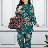 Floral Print Spandex Kurti Pant Co-Ord Set for Women | Stretchable & Stylish Ethnic Wear