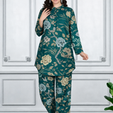 Floral Print Spandex Kurti Pant Co-Ord Set for Women | Stretchable & Stylish Ethnic Wear