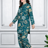 Floral Print Spandex Kurti Pant Co-Ord Set for Women | Stretchable & Stylish Ethnic Wear