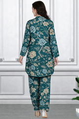 Floral Print Spandex Kurti Pant Co-Ord Set for Women | Stretchable & Stylish Ethnic Wear