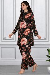 🌸 Floral Print Spandex Kurti Pant Co-Ord Set for Women | Stretchable & Stylish Ethnic Wear 🌸