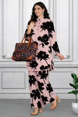 Floral Print Spandex Kurti Pant Co-Ord Set for Women | Stretchable & Stylish Ethnic Wear