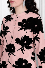Floral Print Spandex Kurti Pant Co-Ord Set for Women | Stretchable & Stylish Ethnic Wear